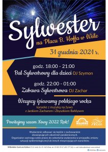 Plakat z programem nocy sylwestrowej